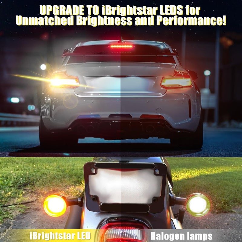 iBrightstar 3157 LED Bulb Amber, 3157a LED Turn Signal Bulbs Super Bright for vehicle Blinker Lights and Turn Signal Lights, 2 Pack - Image 3